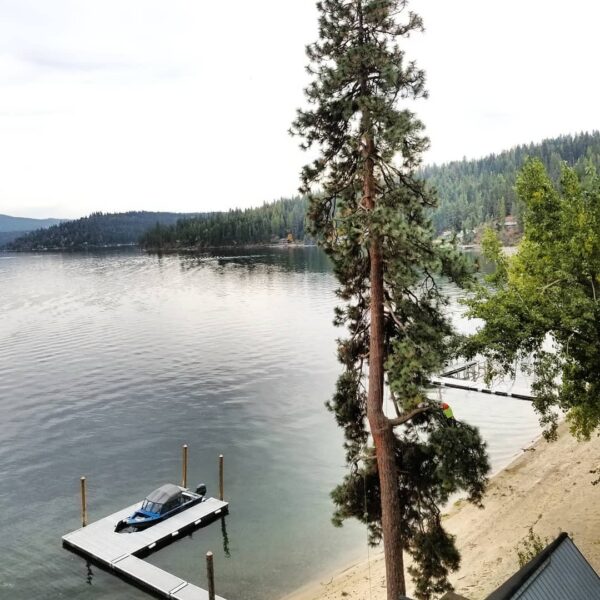 Working on the lake.